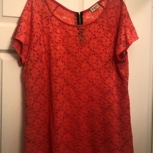 NWOT lace coral shirt